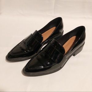 H&M black patent pointed toe loafers